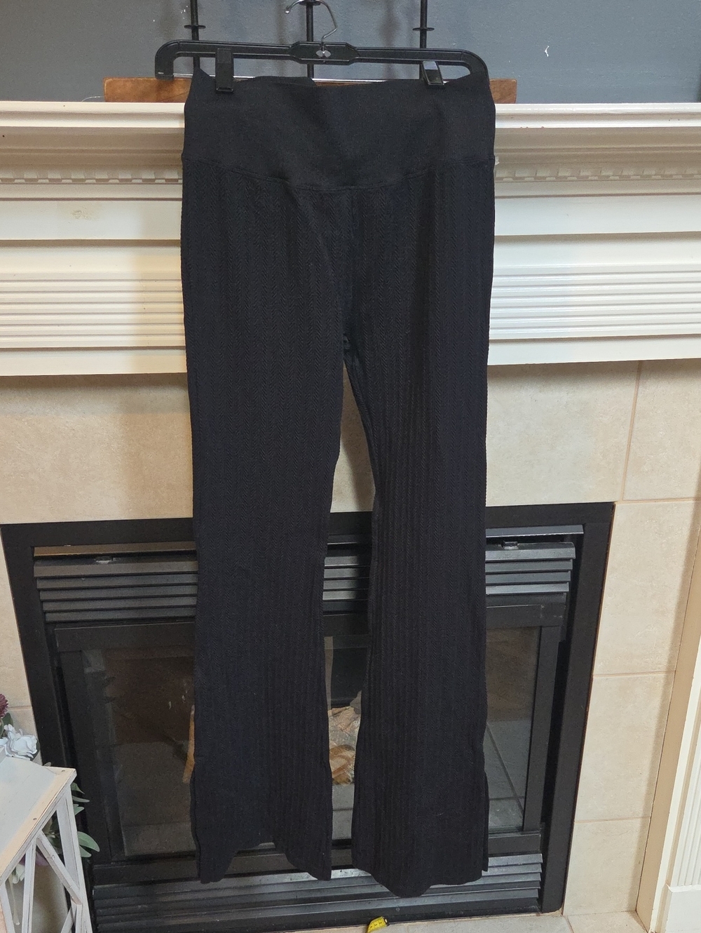 PINK Victoria's Secret Black Ribbed Wide-Leg Pants